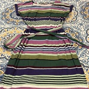 LOFT Blue and Green Striped Dress